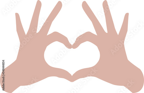 Flat style illustration of two human hands making a heart shape isolated