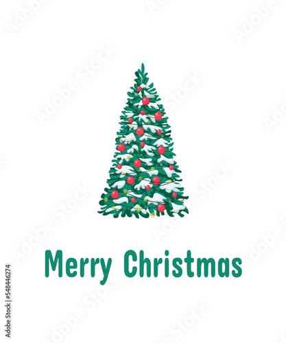christmas card with the image of a Christmas tree with toys