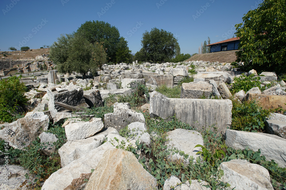Ruins in Aphrodisias Ancient City in Aydin, Turkiye