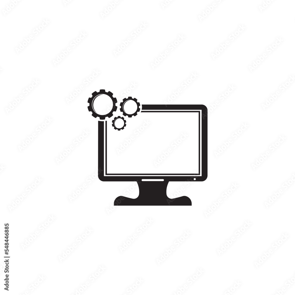 Vector computer and laptop repair logo template icon illustration design Vector computer and laptop repair logo template icon illustration design