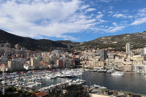 Fototapeta Naklejka Na Ścianę i Meble -  Monaco, Monaco - 11.19.2022 : View of Port Hercule in Monaco on a sunny day