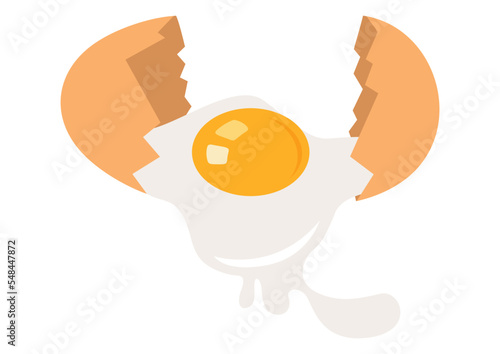 Fresh cracked egg isolated on white