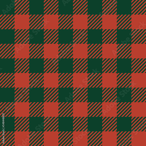 Classic Buffalo Plaid Lumberjack ornament seamless pattern background. red and green checkered pattern, flannel fabric shirt print. Winter Christmas tartan backdrop.