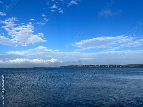 Deep blue seascape, blue sea and blue sky, natural background © Oksana
