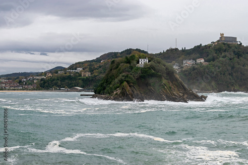 Bahia de la Concha with the rough sea. Donostia-San Sebastian photo