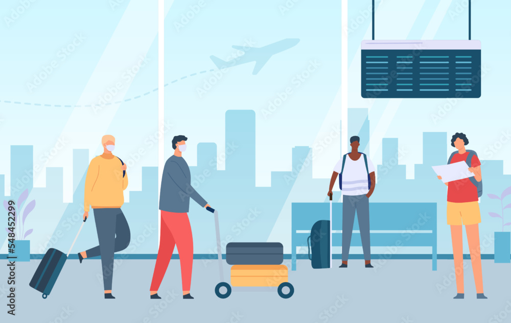 Obraz premium People airport boarding and waiting to flight at terminal