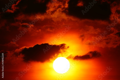 Fototapeta Naklejka Na Ścianę i Meble -  Blur focus Sunset sky orange sky orange cloud outdoor summer nature