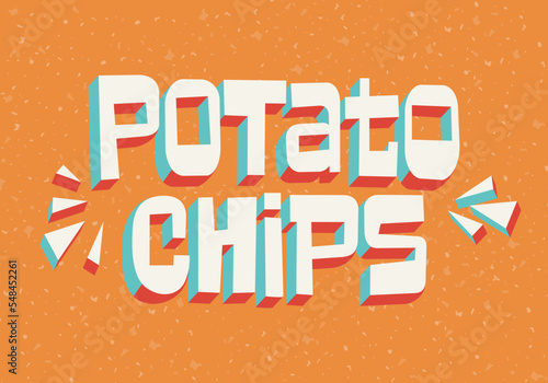 Crunchy crispy text, lettering quote hand drawn creative concept for your business. Chips modern style, product. Vector illustration