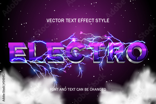 electric lightning font typography lettering 3d editable text effect font style template background