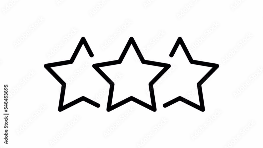 Rating sign with 3 stars. Transparent background. Line icon animation. Rating sign with 3 stars. Transparent background. Line icon animation.