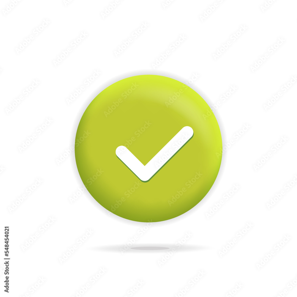 3d vector realistic render round green check mark, ok, approved, complete icon design 3d vector realistic render round green check mark, ok, approved, complete icon design