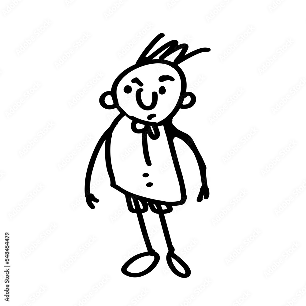 An angry boy. Funny little man. A hand-drawn character. Caricature. Vector doodle illustration An angry boy. Funny little man. A hand-drawn character. Caricature. Vector doodle illustration