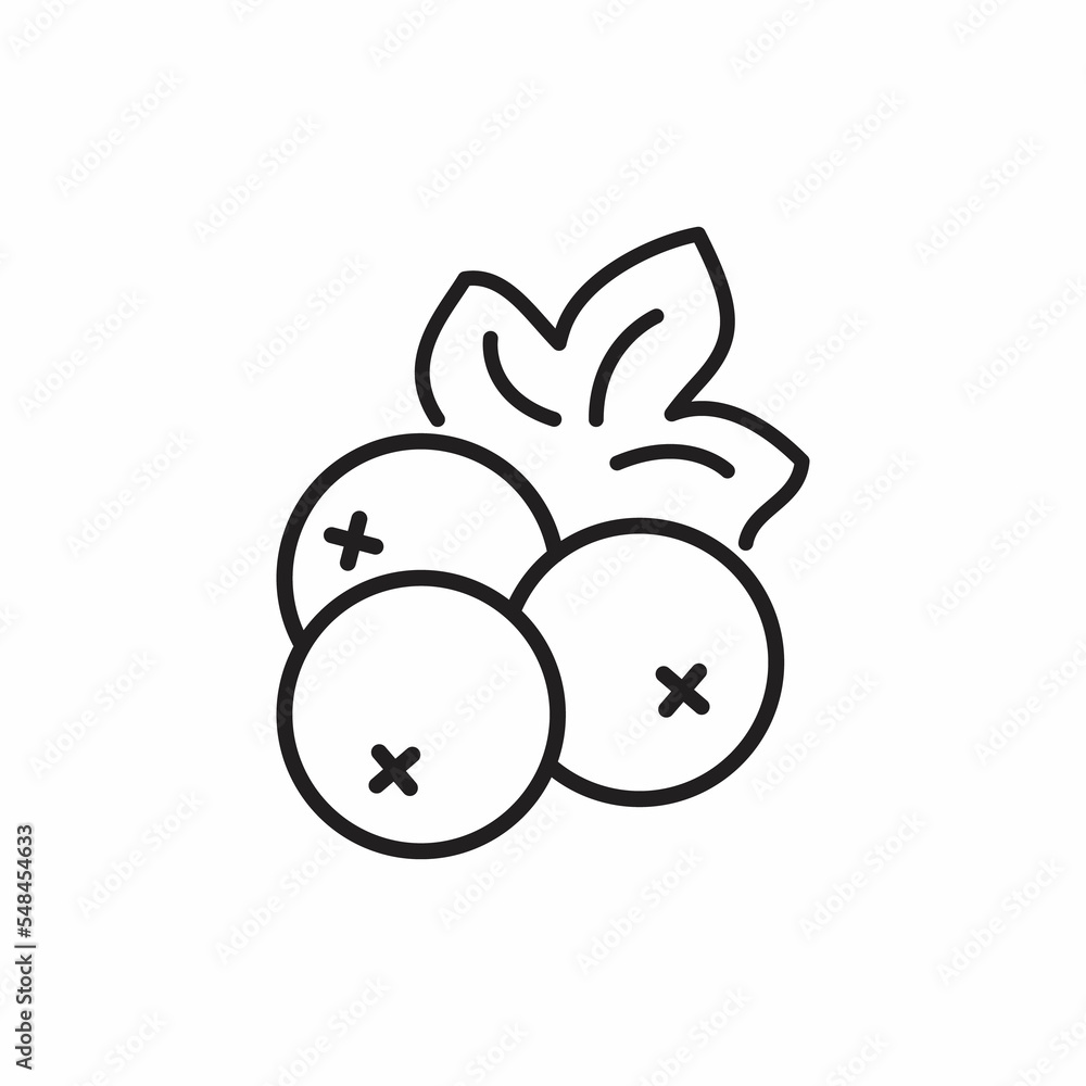 Currant berry line icon. linear style sign for mobile concept and web design. Currant with leaf outline icon Currant berry line icon. linear style sign for mobile concept and web design. Currant with leaf outline icon
