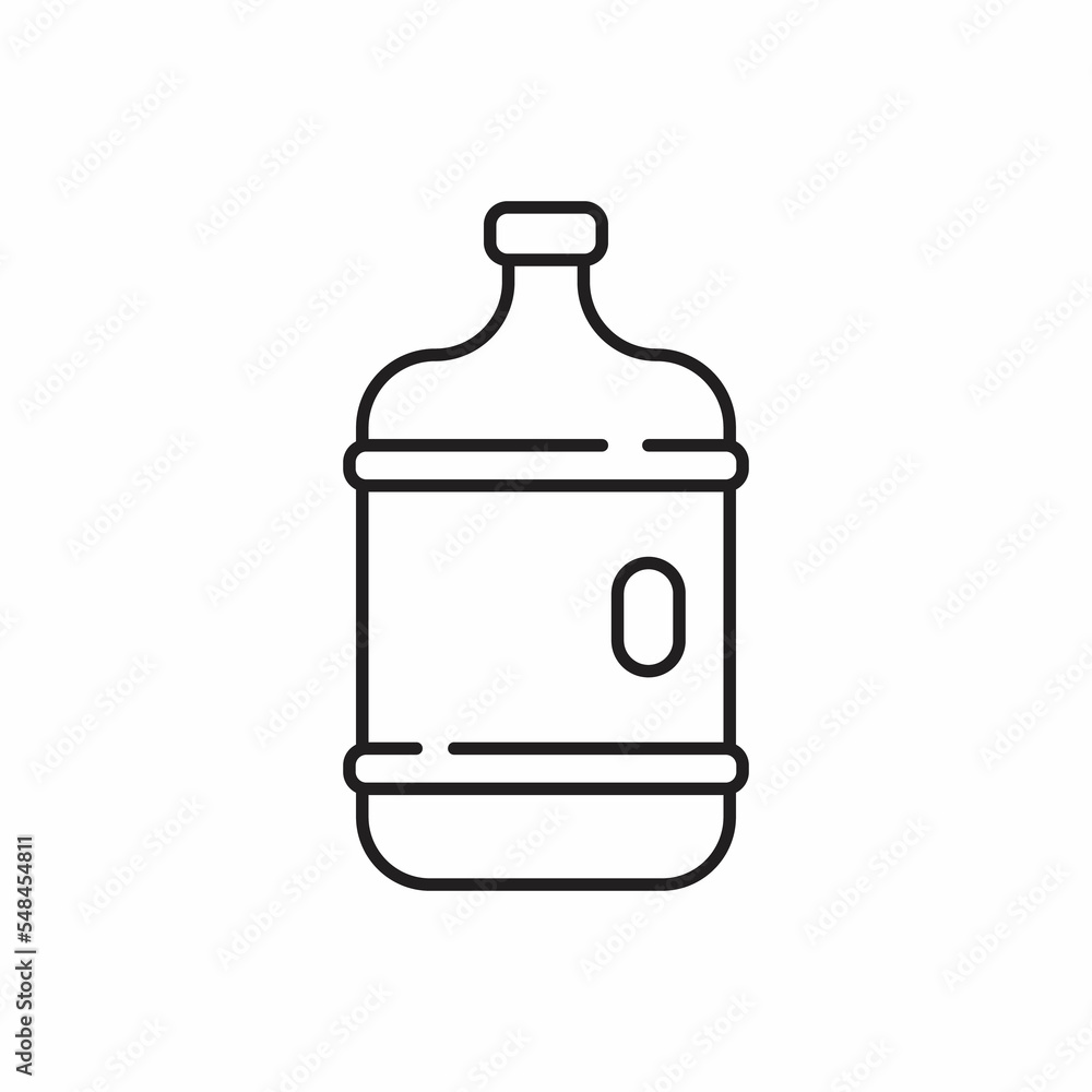Plastic water bottle. Volume five gallons. Clean spring or purified water. Plastic bottle outline icon. Plastic rubbish Plastic water bottle. Volume five gallons. Clean spring or purified water. Plastic bottle outline icon. Plastic rubbish