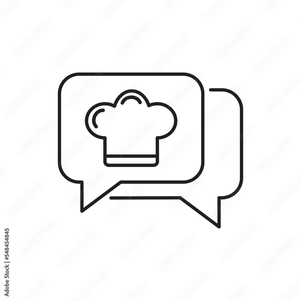 Food talk flat icon. Pictogram for web. Line stroke. Isolated on white background. Food talk flat icon. Pictogram for web. Line stroke. Isolated on white background.