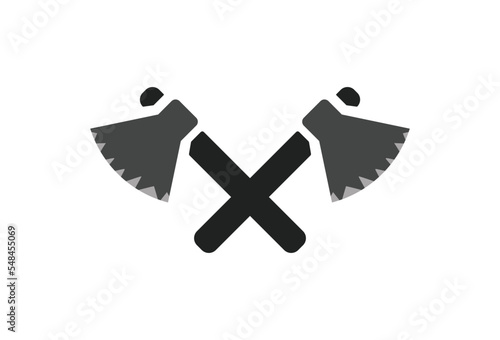 sharp axe vector icon with brown handle in vector file isolated