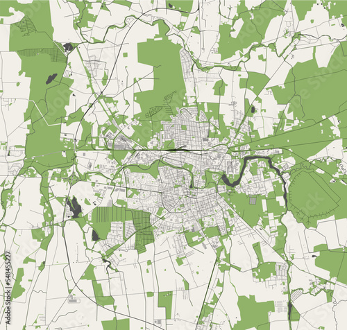 map of the city of Panevezys, Lithuania