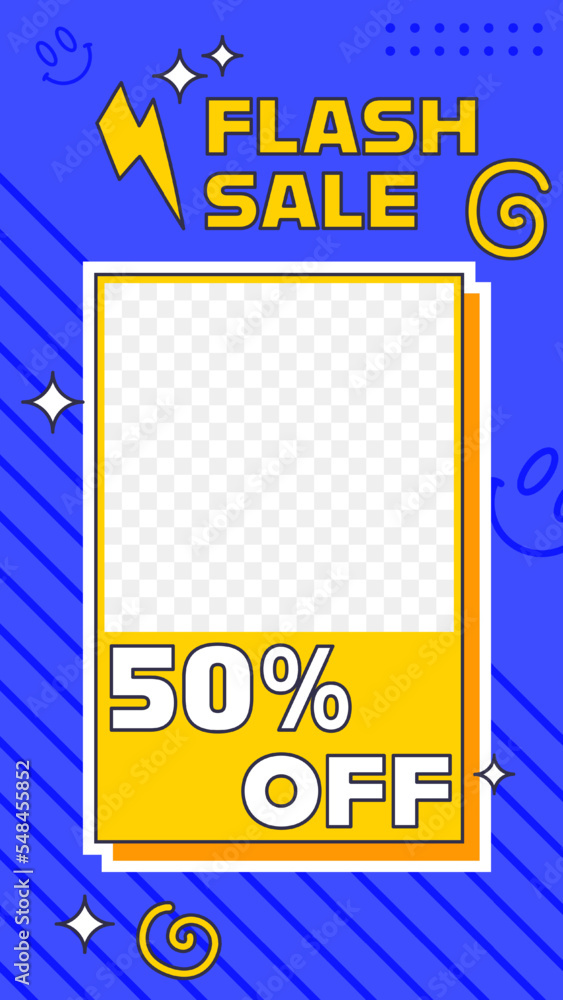 Fototapeta premium Social media story template in retro design style. Stories template with empty space for picture.