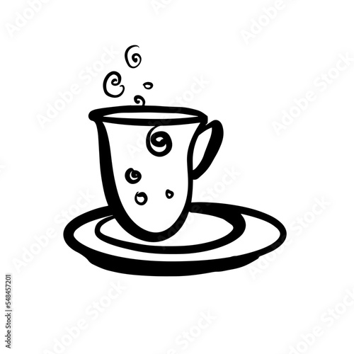A small cup of espresso coffee. Sketch. Vector doodle illustration.