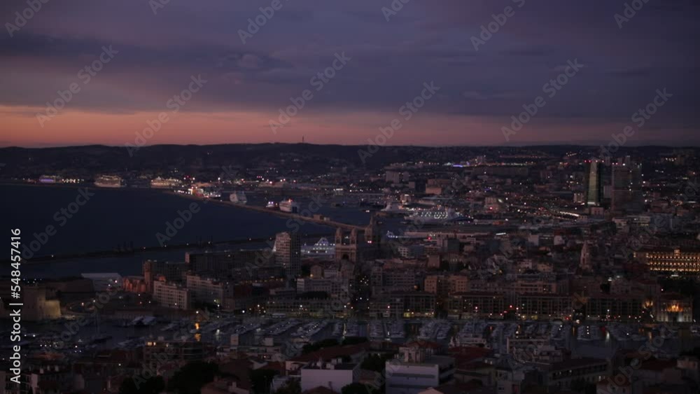 view of the city of Marseille in France at night view of the city of Marseille in France at night