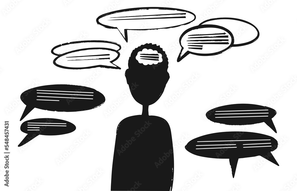 Human silhouette with speech balloons, comic bubble vector, dialogue ...