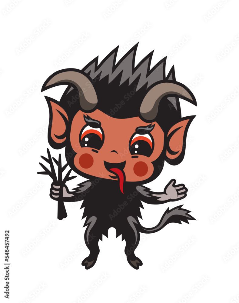 Cute cartoon style illustration of Krampus Stock Vector | Adobe Stock