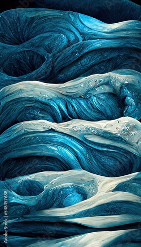 Abstract ice blue glacier macro closeup, highly detailed frozen and solidified liquid rocky surface texture. Cool background art resource.