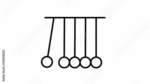 Newton's Cradle. Transparent background. Line icon animation.