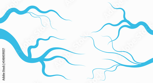 Bending wobbling river bed set. Flat vector illustration isolated on white