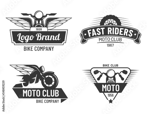 Motorcycle badges set, fast riders moto club