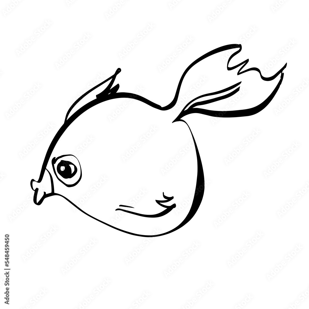 Funny fish. A hand-drawn character. Vector doodle illustration Funny fish. A hand-drawn character. Vector doodle illustration