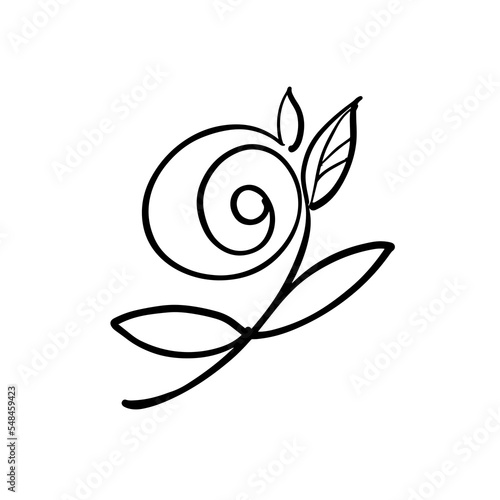 Rose. Stylized image of a flower. Sketch, icon, logo. Vector illustration