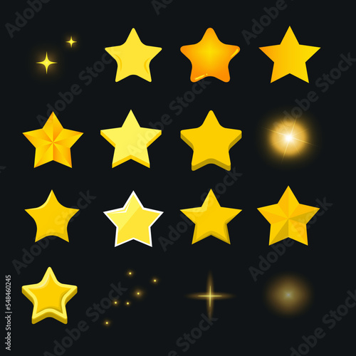 Set of stars icons. Different stars collection. Set of sparkles.