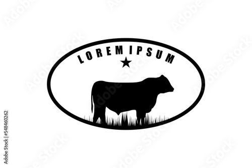 Retro Vintage Cattle Angus Beef Emblem Label Livestock logo design vector