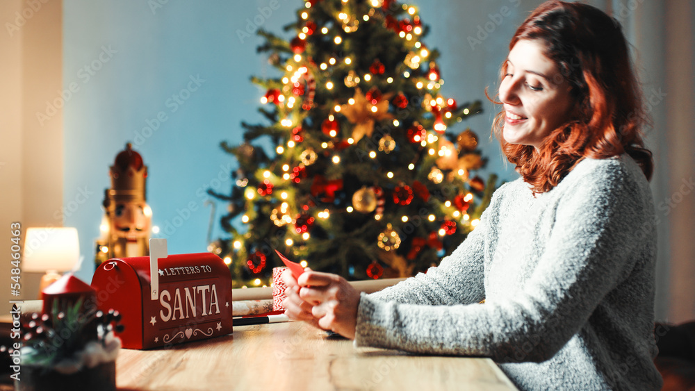 Girl write letter to Santa Claus in Christmas Girl write letter to Santa Claus in Christmas
