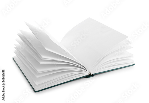Flying open book isolated on white background