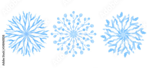 Blue snowflakes isolated on white background, vector illustration