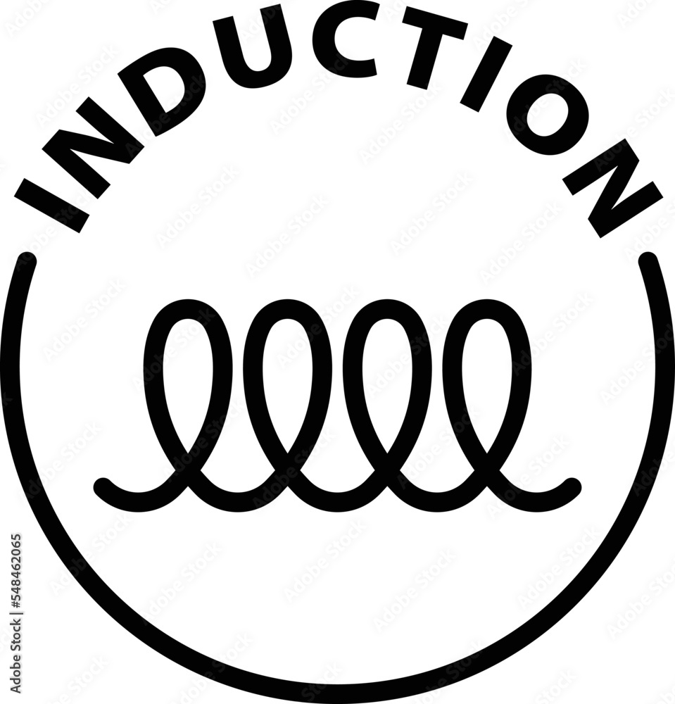 Induction icon. Isolated vector black outline stamp label rounded badge