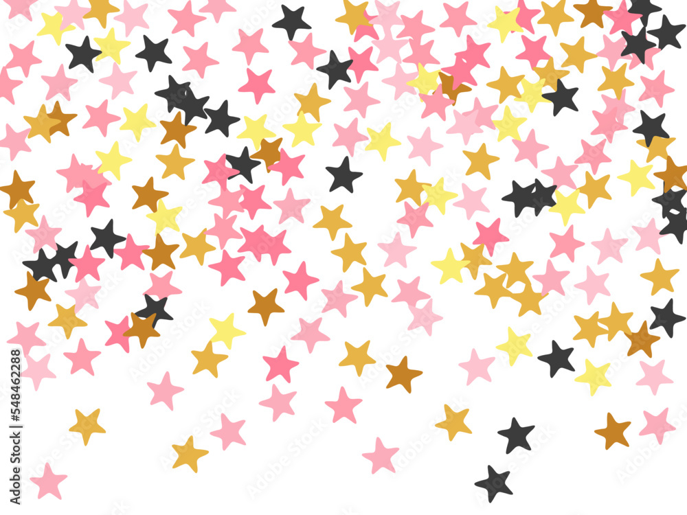 Abstract black pink gold starburst vector background. Little stardust spangles xmas decoration confetti. Isolated star burst design. Spangle confetti congratulations decor.