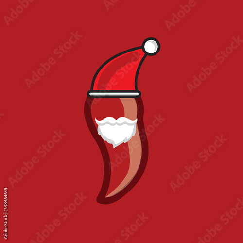 chili food icon with beard and santa hat good for icon business food in winter or christmas.