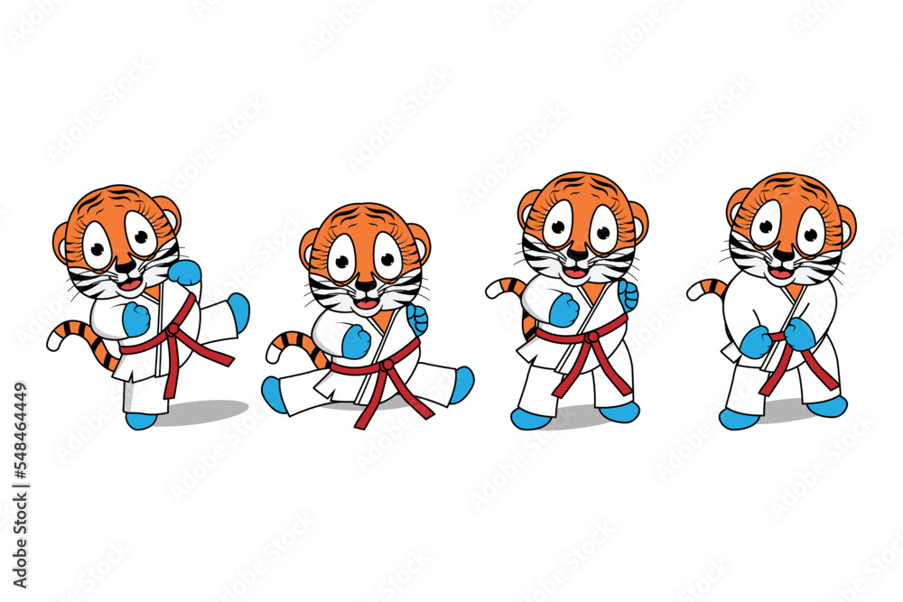 cute tiger animal cartoon karate