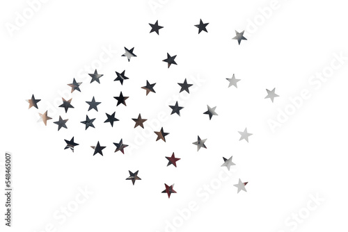 confetti in the form of stars made of metal foil  isolated