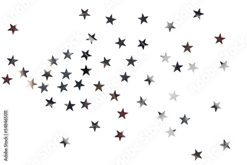 confetti in the form of stars made of metal foil, isolated