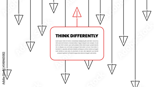 Think differently. Paper plane with text box. Vector