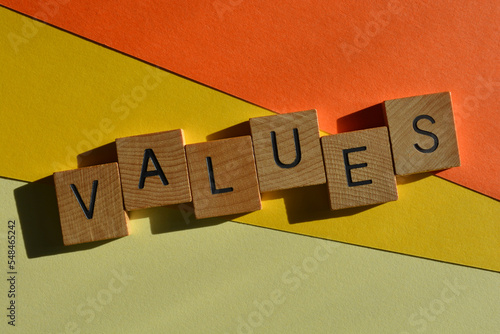 Values, word as banner headline