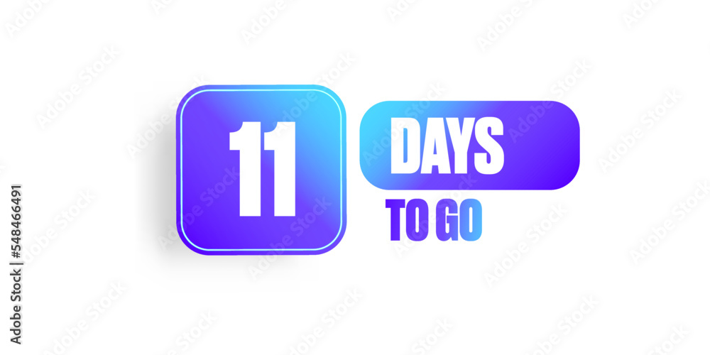 Eleven days to go countdown blue modern horizontal banner design template isolated on white background. 11 days to go sale announcement blue banner, label, sticker, icon, poster and flyer. Eleven days to go countdown blue modern horizontal banner design template isolated on white background. 11 days to go sale announcement blue banner, label, sticker, icon, poster and flyer.