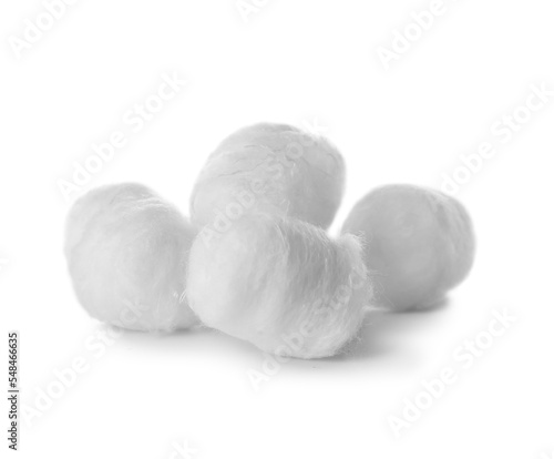 Obraz na plátne Soft cotton balls on white background