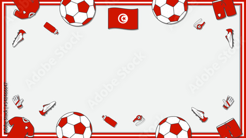 Football Background Design Template. Football Cartoon Vector Illustration. Championship In Tunisia