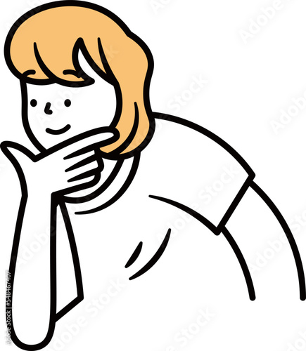 比較検証しているアジア人女性のイラスト素材