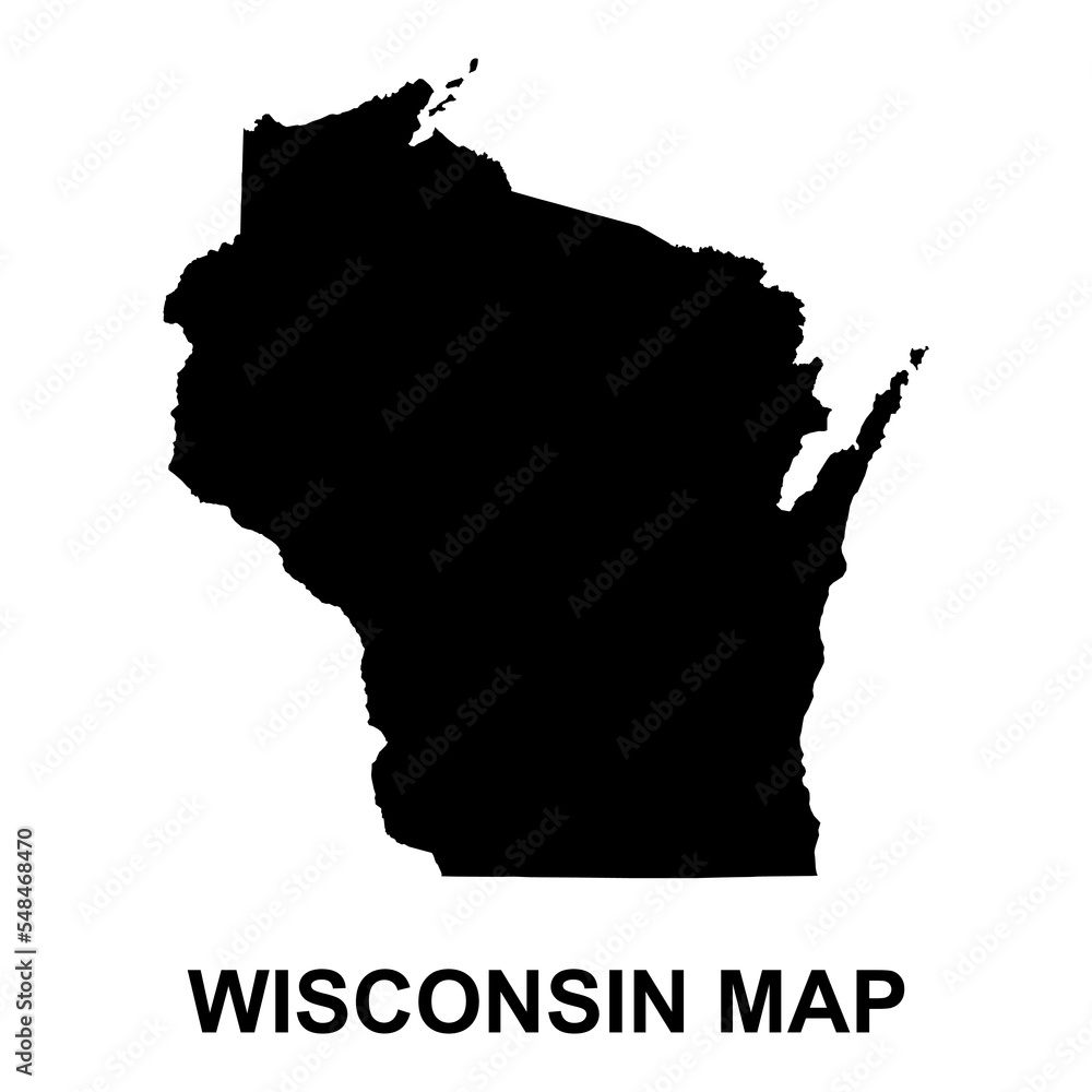 Wisconsin map shape, united states of america. Flat concept icon symbol vector illustration